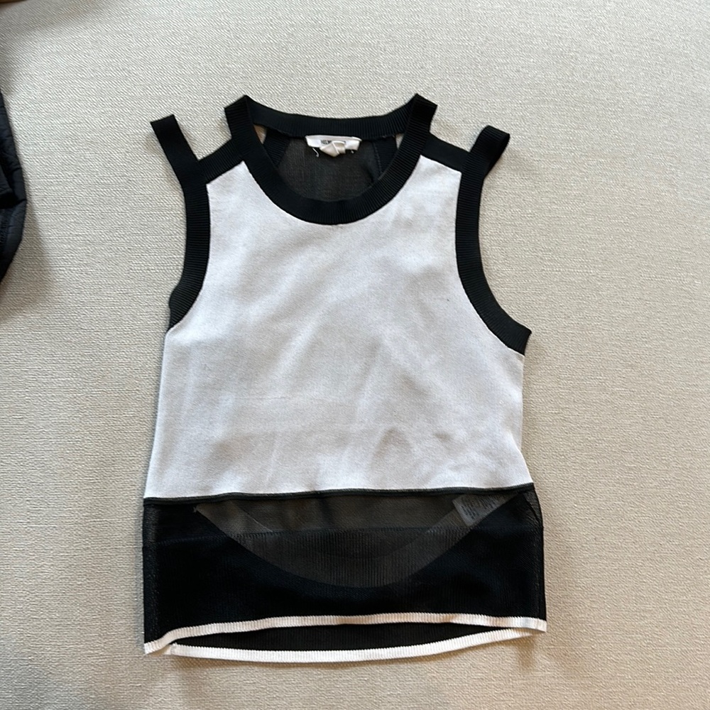 Helmet Lang Black and White Crop Top